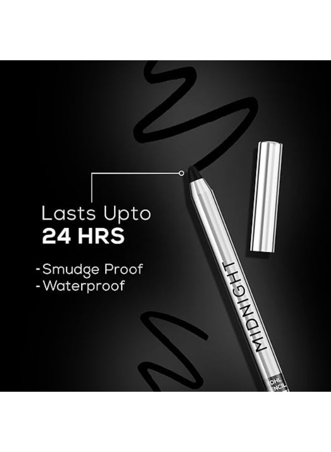RENEE Midnight Kohl Kajal Pencil | Waterproof, Smudgeproof With Sharpener | 24 Hours Long Stay | Darkest Black | One Swipe Application | Vitamin E, Olive Oil and Castor Oil | Matte Finish |1.5 Gm - Image 3
